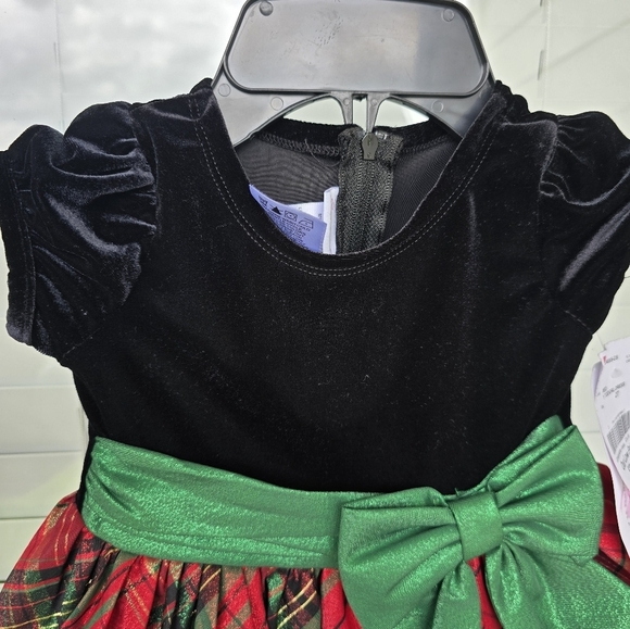 Bonnie Jean Plaid Girls Dress Size 2T Green Bow New Multic Color Fit Flare - Picture 10 of 12